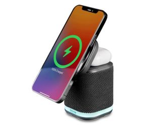 Power Tower Dual BT Charging Speaker w/ Mood Light Dark Gray