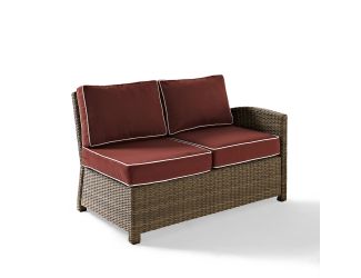 Bradenton Outdoor Wicker Sectional Right Corner Loveseat with Sangria Cushions