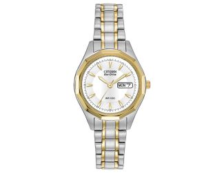 Ladies' Silhouette Sport Eco-Drive Watch, Two-tone Stainless Steel with White Dial