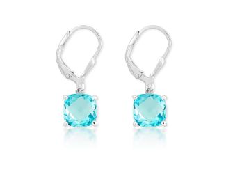 8mm Blue Topaz Lever Back Earrings