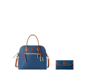 Pebble Grain Large Domed Satchel and Continental Clutch Set