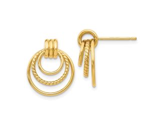 14k Polished and Textured Fancy Post Earrings