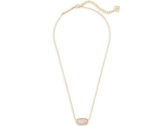 Elisa Gold Pendant Necklace in Rose Quartz