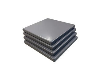 Old Stone Pizza Kitchen - 4-Piece Glazed Cordierite Square Pizza Stone Set, Grey