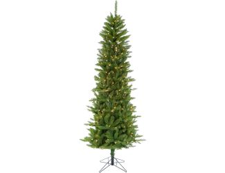 7.5-Ft Prelit Winter Wonderland Slim Green Christmas Tree with EZ Connect Warm White LED Lights