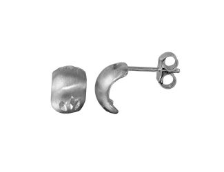 PARIKHS Rhodium Plated DC Huggie Semi Hoop Earring in 925 Sterling Silver