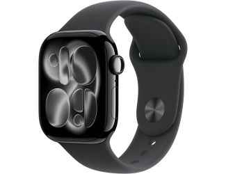 Apple Watch Series 11 GPS + Cellular 42mm Jet Black Aluminum Case with Black Sport Band - S/M