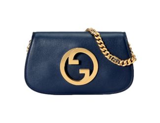 Gucci Blondie Soft Calfskin Leather Navy Blue Shoulder Bag