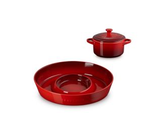 Chip & Dip Platter w/ 24oz Round Cocotte Cerise