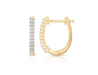 PARIKHS Princess cut Diamond Hoop Earring in 14K Yellow Gold 0.15ct, Color-IJ, Clarity-VS2 SI1