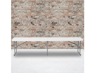 10.25"W x 71"L Bi-Fold Granite White Plastic Bench with Carrying Handle