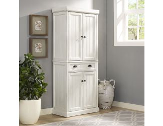 Seaside Kitchen Pantry In Distressed White Finish
