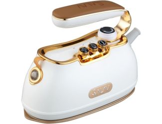 Retro Edition Duopress Steamer and Iron with Ceramic Coated Plate, Pearl