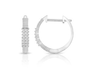 PARIKHS Princess cut Diamond Hoop Earring in 10K White Gold 0.25ct, Color-IJ, Clarity-I1 I2