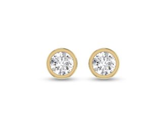 Lab Grown 1/2 CT Round Bezel Set Diamond Earrings