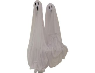 4.17-ft. Ghost Stakes Set of 2 Waterproof, Indoor/Outdoor Halloween Decoration, White LED Lights, Ba