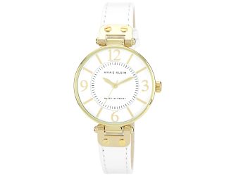 Women's White Leather Strap Watch