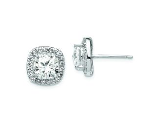 Cheryl M Sterling Silver Cubic Zirconia Square Post Earrings