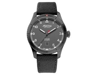 Alpina Mens Startimer Rubber Strap watch, Gray dial