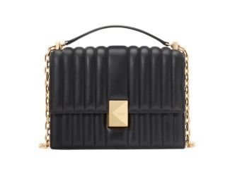 Deco Quilted Chain Shoulder Bag - Black