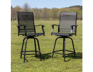 Outdoor Stool - 30 inch Patio Bar Stool / Garden Chair, Black (Set of 2)
