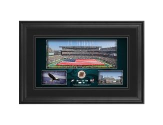 10" x 18" Stadium Panoramic Framed Collage w/Game-Used Football - Philadelphia Eagles