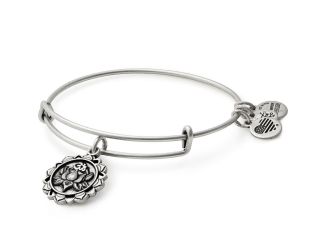 Lotus Peace Petals Charm Bangle - Rafaelian Silver Finish