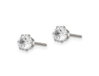 Stainless Steel Polished 5mm Round CZ Stud Post Earrings