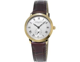 Ladies FC Slimline Quartz Brown Leather Strap watch with Silver-Tone dial