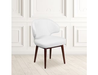 White LeatherSoft Side Reception Chair with Walnut Legs - Hospitality Furniture