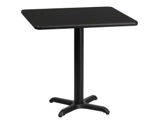 24" Square Black Laminate Table Top with 22" x 22" Table Height Base