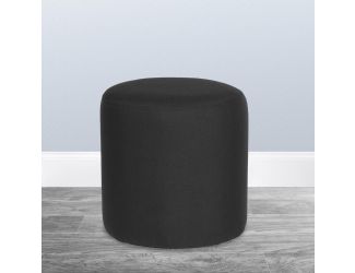 Taut Upholstered Round Ottoman Pouf in Black Fabric - Home Furniture