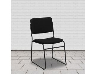 500 lb. Capacity High Density Black Fabric Stacking Chair with Sled Base