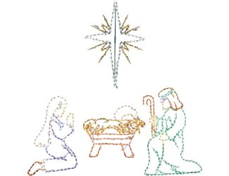 Christmas Outdoor LED Lights, 4-PC. Nativity w/ Star (51"x 36"), Joseph (51"x 34"), Mary (43"x 33")