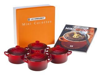 8oz Mini Cocottes Set with Cookbook - 4pk Cerise