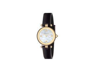 Swiss Quartz Gold Tone and Leather Dress Black Womens Watch