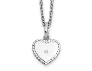 Sterling Silver Rhodium Plated White Ice Diamond Heart Necklace