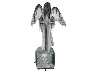 Lifesize Animatronic Haunted Angel Statue with Lights and Sound, Indoor/Covered Outdoor Halloween De