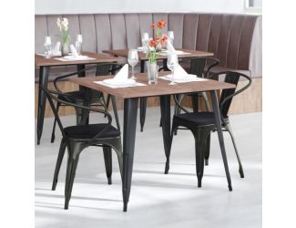 All-Weather Metal Stack Chair with Arms and Poly Resin Seat - Black/Black