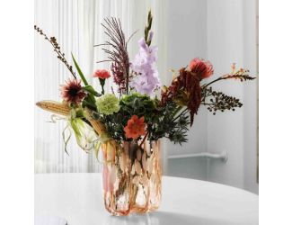 Crackle Vase Tall Amber/Flamingo