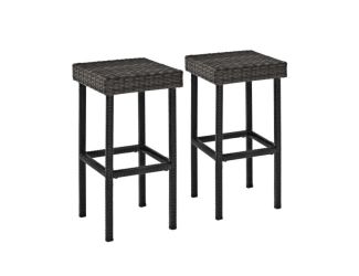 Palm Harbor 2Pc Wicker Backless Outdoor Bar Stool Set