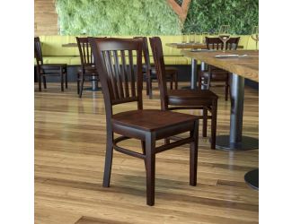 Vertical Slat Back Walnut Wood Restaurant Chair - Hospitality Seating