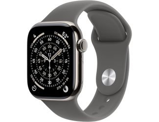 Apple Watch Series 11 GPS + Cellular 42mm Natural Titanium Case with Stone Gray Sport Band - S/M