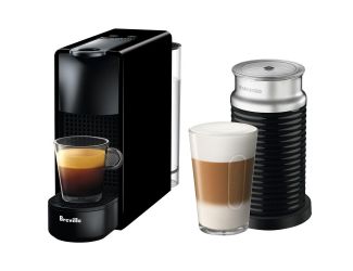 Nespresso Essenza Mini Single-Serve Machine in Piano Black and Aeroccino Milk Frother in Black