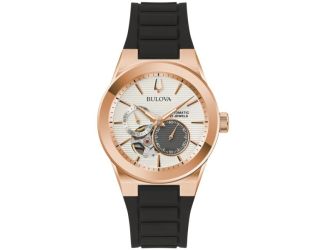 Men's Latin GRAMMY Black Silicone Strap Watch Silver-White Dial