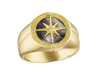 Marine Star Sterling Silver Diamond Ring - Size 11