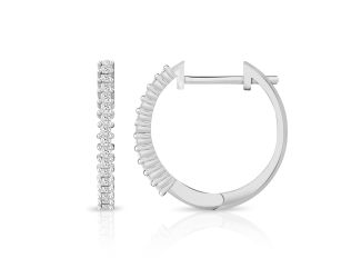 PARIKHS Princess cut Diamond Hoop Earring in 14K White Gold 0.30ct, Color-IJ, Clarity-VS2 SI1