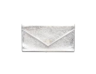 Balenciaga Papier Metallic Silver Arena Leather Envelope Wallet