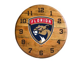 Florida Panthers Oak Barrel Clock