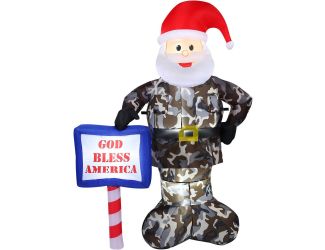 6-Ft. Tall Prelit Camo Santa Inflatable